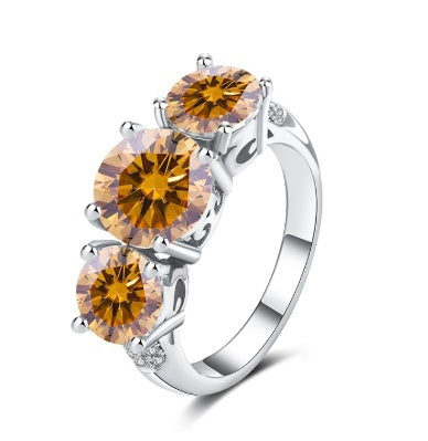 Color Moissanite Silver Ring