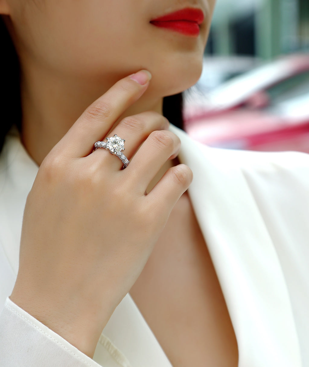 Classic Moissanite Solitaire Ring | 1CT, 2CT & 3CT GRA Certified S925 Sterling Silver