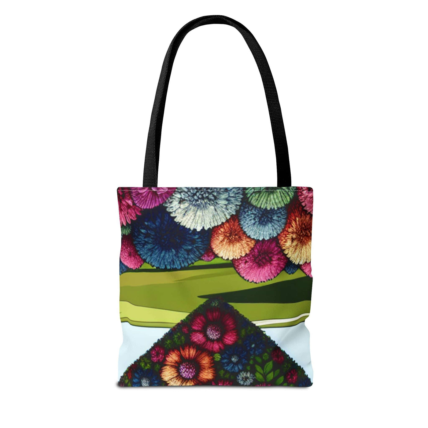 Printify Bags 13" × 13'' / Black Floral Tote Bag