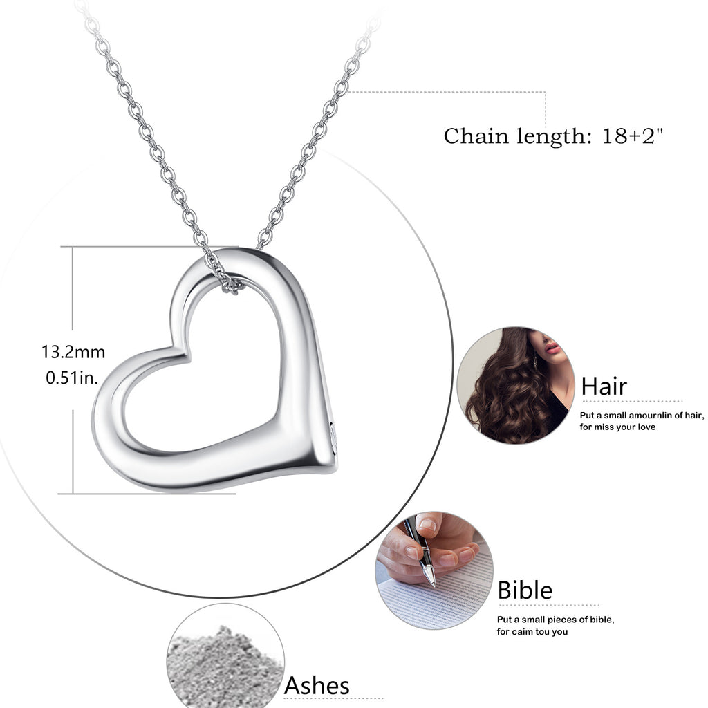 Heart Memorial Urn Necklace – 925 Sterling Silver