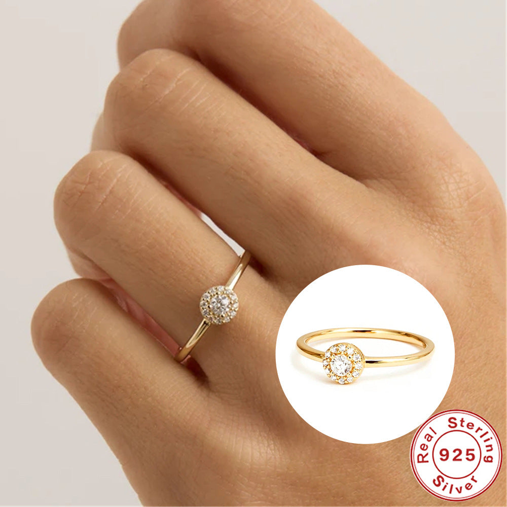Rounded Moissanite Ring – 18K Gold Plated
