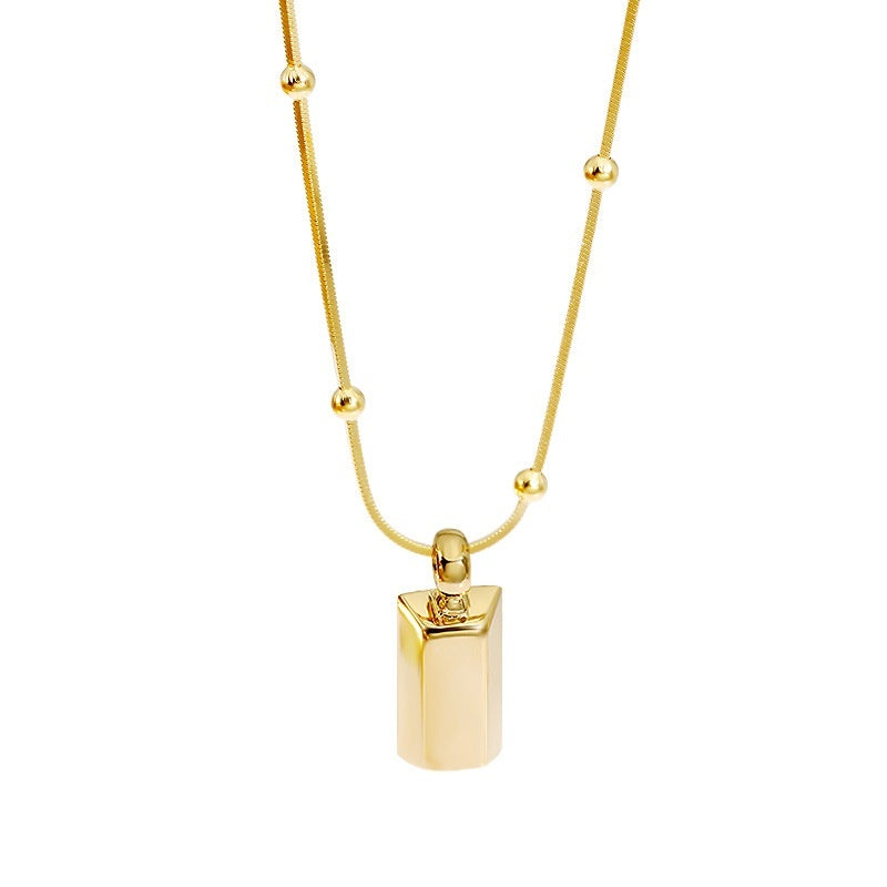 925 Sterling Silver Gold-Plated Gold Brick Pendant Necklace 