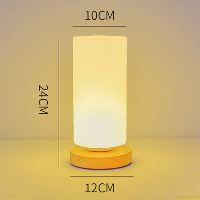 Maricel Long Large cylinder / USB Charging Nordic Solid Wood Decoration USB Table Lamp Bedroom