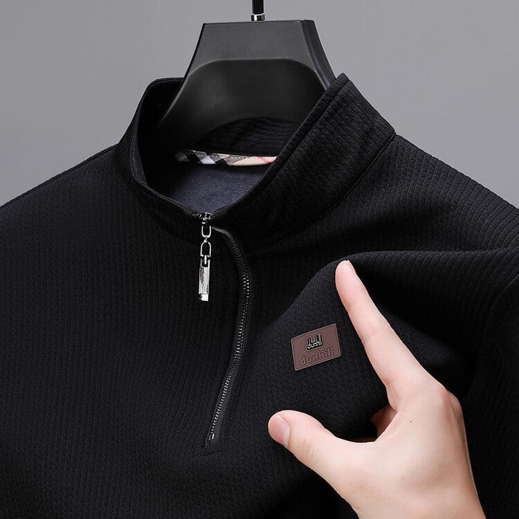 Maricel Long Men Black / 165 Commuter Half Zipped Stand Collar Long Sleeve Fleece T-shirt