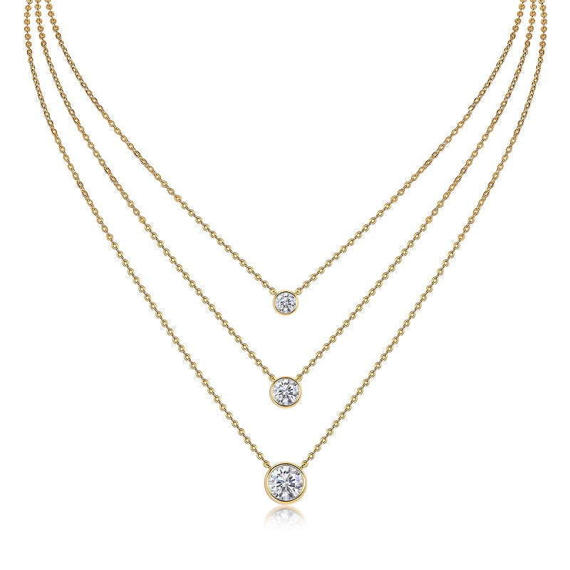 2 Carat Moissanite Pendant Necklace – Gold-Plated S925 Sterling Silver, GRA Certified