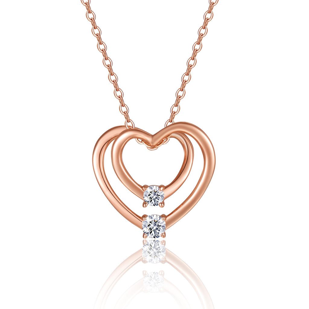 Double Heart Moissanite Necklace – S925 Sterling Silver