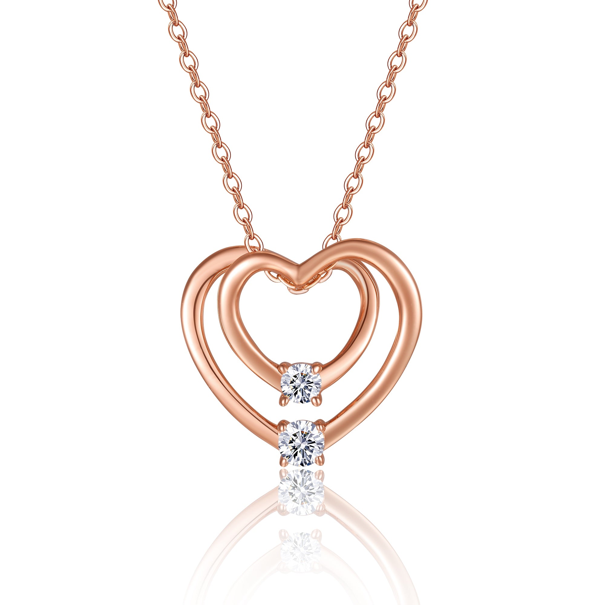 Double Heart Moissanite Necklace – S925 Sterling Silver