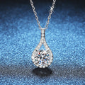 S925 Sterling Silver Moissanite Pendant Necklace – 1CT Drop Shape