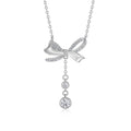 Bow Moissanite Drop Necklace – S925 Sterling Silver