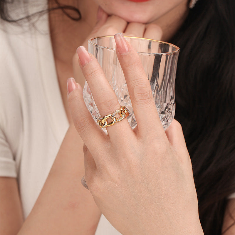 18K Gold-Plated Rhinestone Ring for Women – Elegant European & American Style