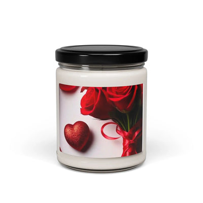 Printify Home Decor Apple Harvest / 9oz Heart and Roses design Scented Soy Candle, 9oz