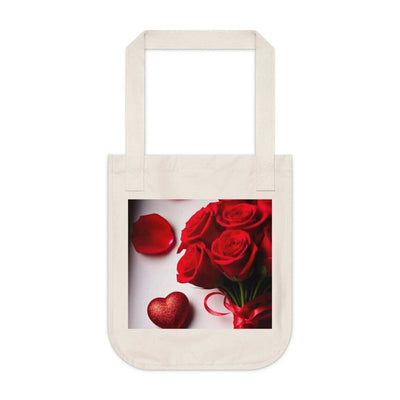 Printify Bags One size / Natural Tote Bag Heart and Roses Design