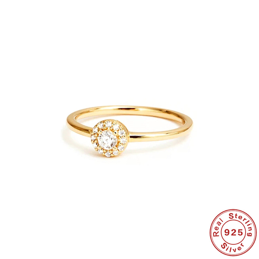 Rounded Moissanite Ring – 18K Gold Plated