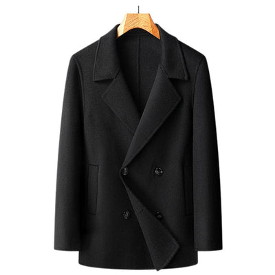 Maricel Long Black / 170 M Men’s Double-faced Woolen Goods Wool Overcoat Short Double Breasted Coat