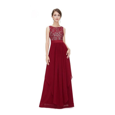 Maricel Long Wine red / XL Lace dress with irregular hem