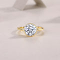 Time Foam Moissanite Wedding Ring Set | 9mm Round | Gold-Plated S925 Silver | GRA Certified