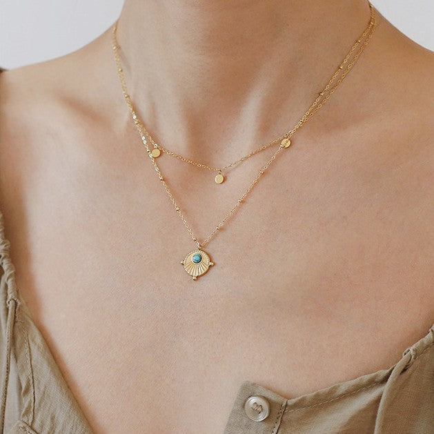 Bohemian-style Double-layer Turquoise Layered Necklace