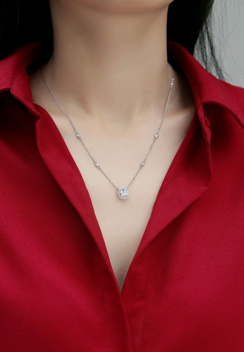 Twinkling Starlight Moissanite Necklace — Platinum-Plated S925 Silver