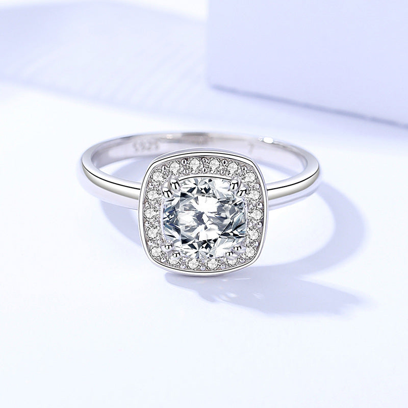 Cushion-Cut Moissanite Statement Ring – Adjustable Elegance