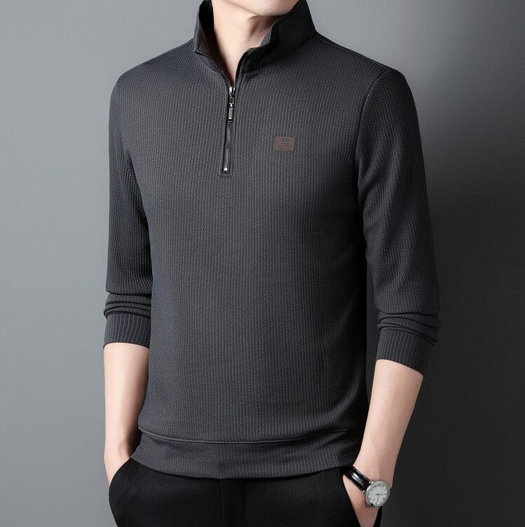 Maricel Long Men Gray / 165 Commuter Half Zipped Stand Collar Long Sleeve Fleece T-shirt