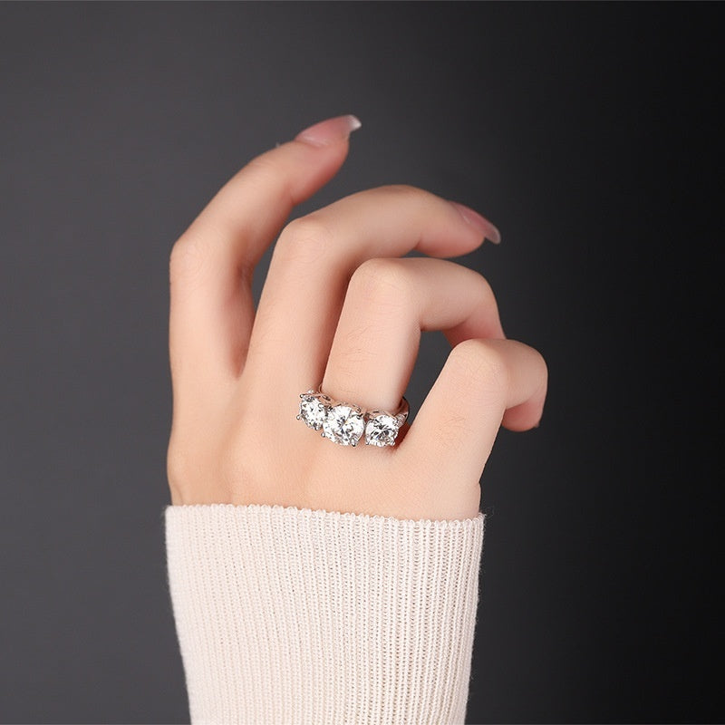 Color Moissanite Silver Ring