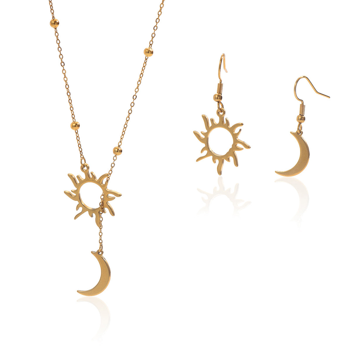Luxury 18K Gold Plated Sun & Moon Jewelry Set