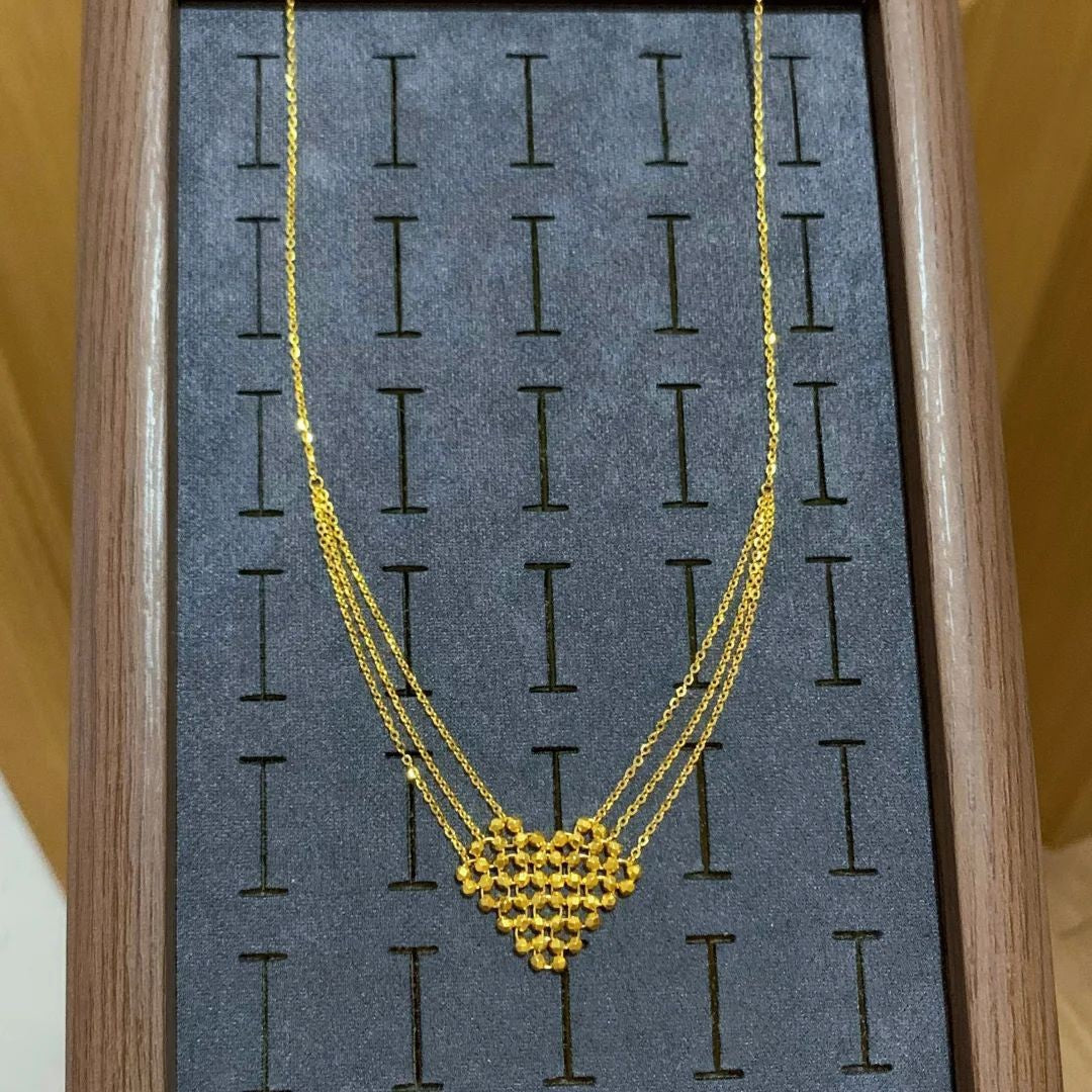 Disco Bead Heart Necklace – Gold-Plated