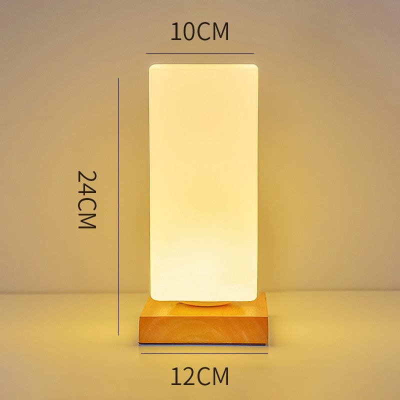 Maricel Long Cubic column / USB Charging Nordic Solid Wood Decoration USB Table Lamp Bedroom