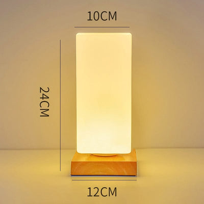 Maricel Long Cubic column / USB Charging Nordic Solid Wood Decoration USB Table Lamp Bedroom