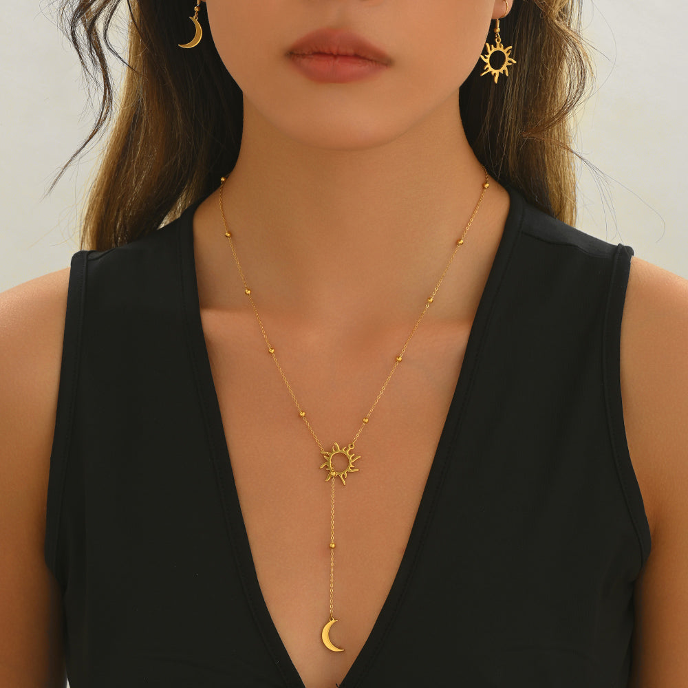 Luxury 18K Gold Plated Sun & Moon Jewelry Set