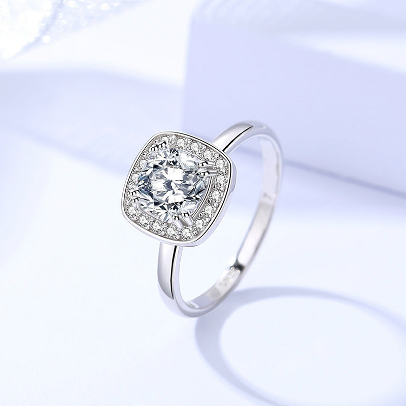 Cushion-Cut Moissanite Statement Ring – Adjustable Elegance