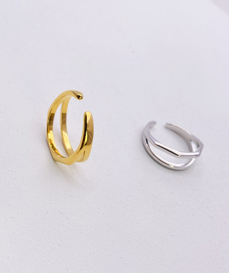 Double Band Minimal Ring – Gold-Plated Brass
