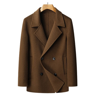 Maricel Long Dark Brown / 170 M Men’s Double-faced Woolen Goods Wool Overcoat Short Double Breasted Coat