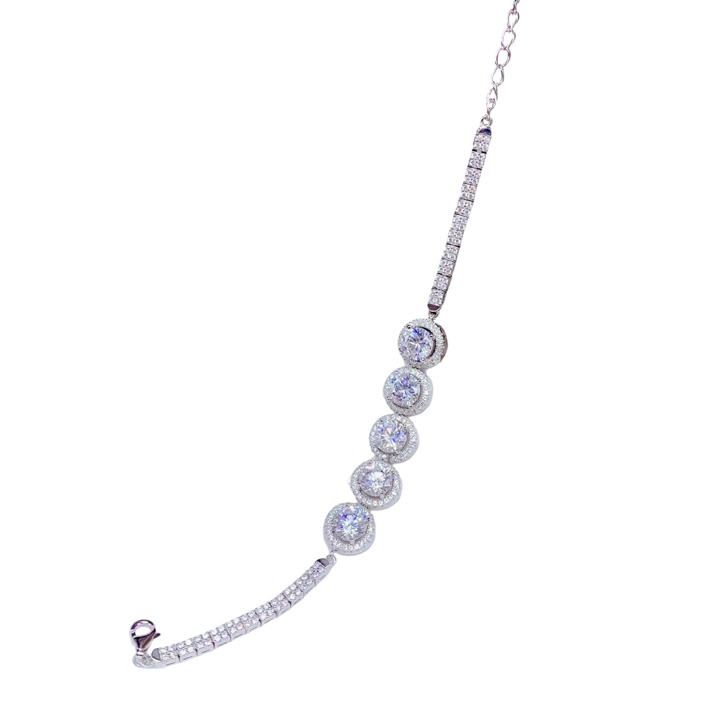 Five-Stone Moissanite Bracelet – S925 Sterling Silver