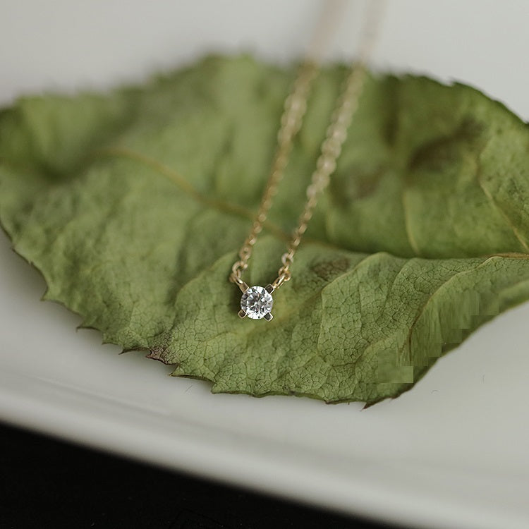 Women’s 14K Yellow Gold Single Diamond Necklace – Minimal Fine Jewelry