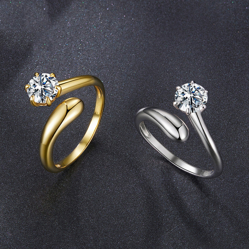 Moissanite Open Ring Wedding Ring Elegant Luxury S925 Sterling Silver Ring