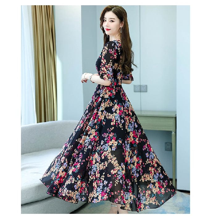 Fashion V - neck Dress Waist Slimming Women - Maricel Long