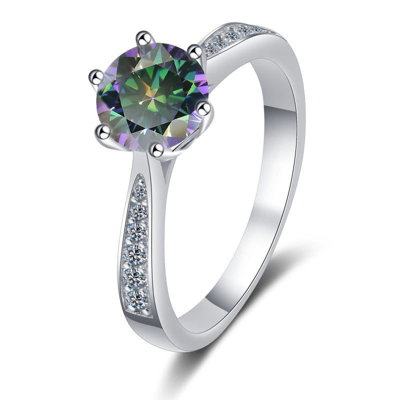 Moissanite Ring Classic Six-claw Crown S925 Sterling Silver