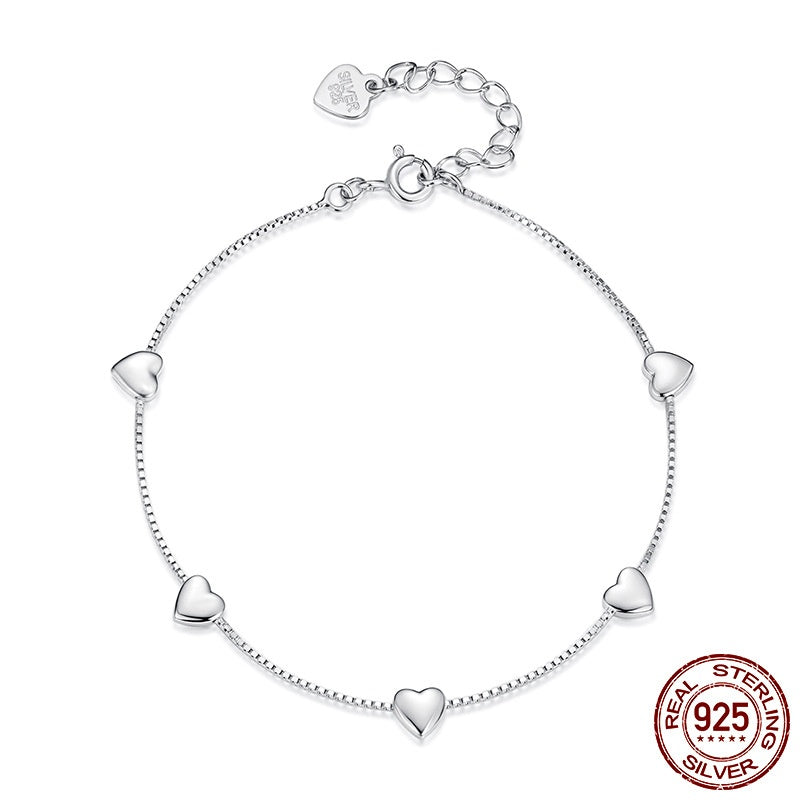 Simple Heart-shaped S925 Sterling Silver Heart-shaped Bracelet