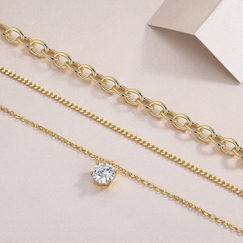 2-Carat Moissanite Pendant Necklace | Gold-Plated S925 Silver | GRA Certified