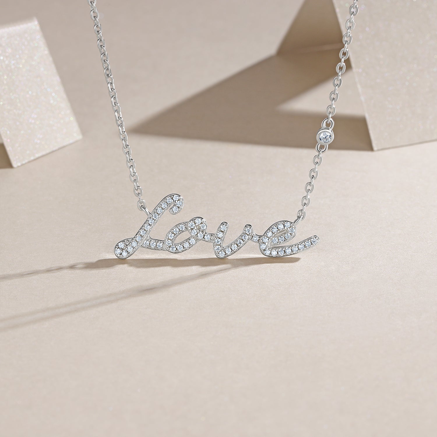 Moissanite “Love” Necklace – S925 Sterling Silver