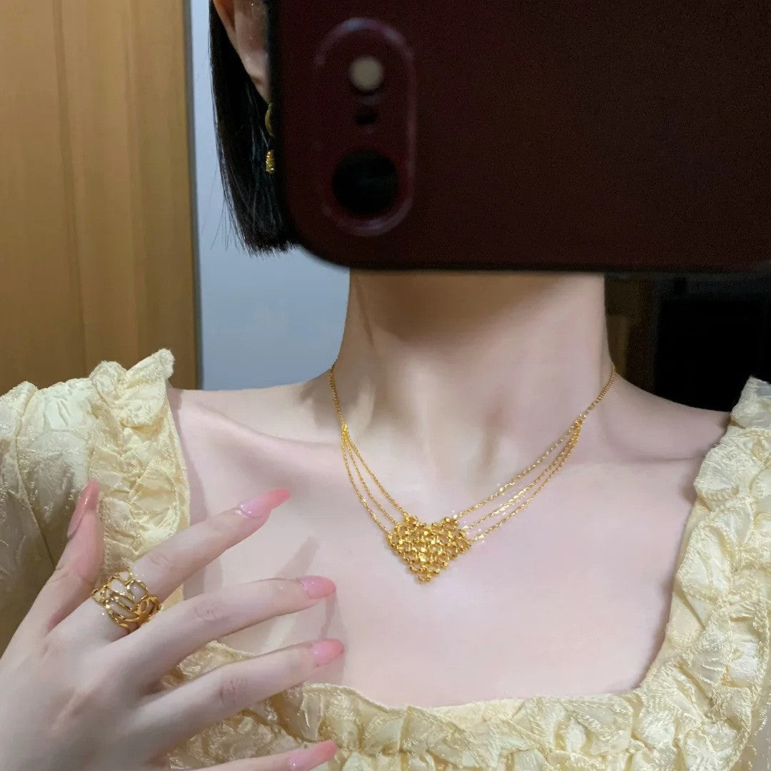 Disco Bead Heart Necklace – Gold-Plated