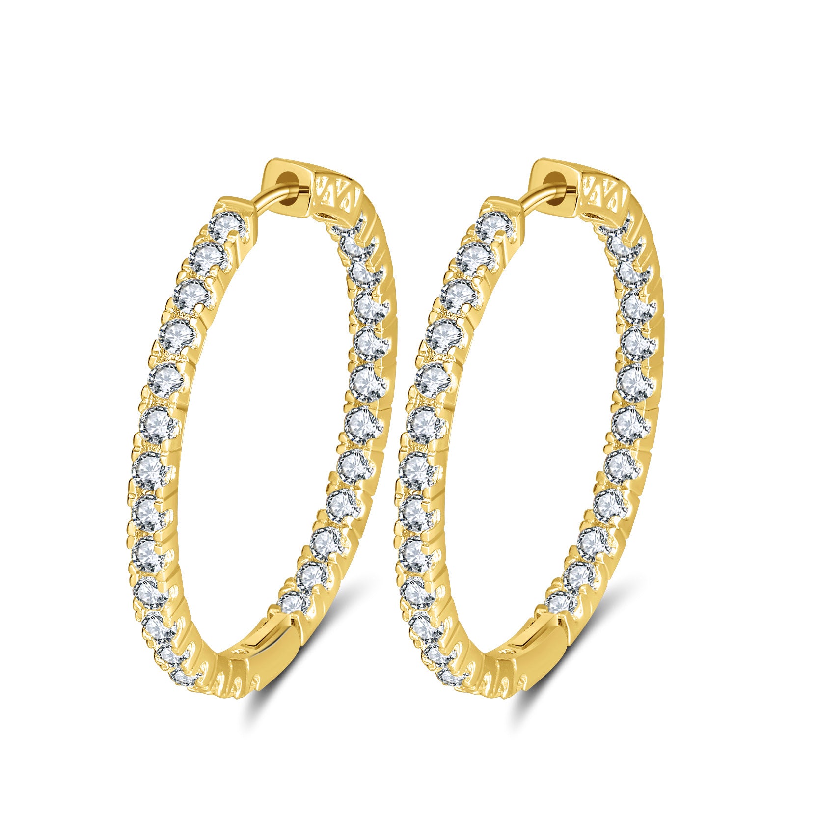 Brass Hoop Earrings with 4A Zircon – Platinum, 18K Gold & Rose Gold Finish