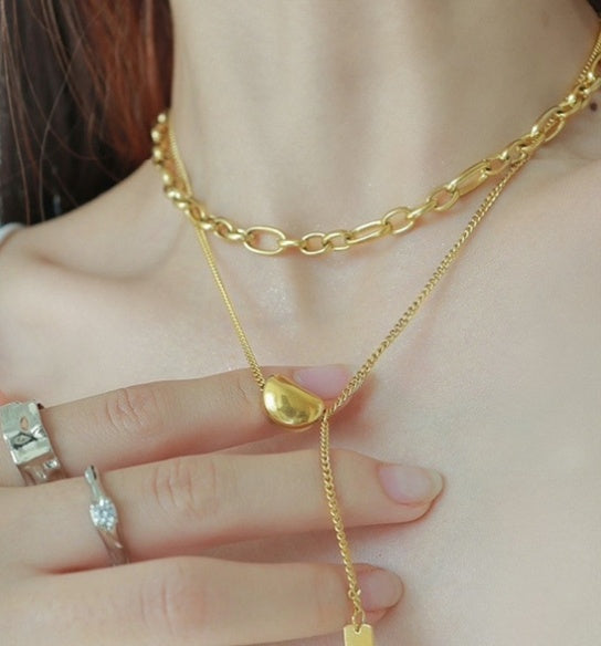 Beautiful Ring Buckle Lentil Pea Necklace