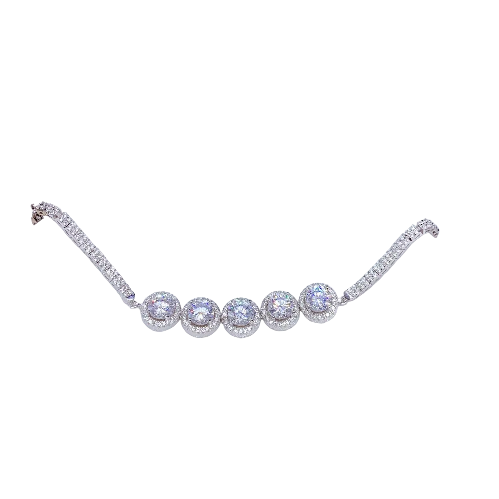 Five-Stone Moissanite Bracelet – S925 Sterling Silver