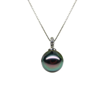 Maricel Long Black Black Pearl Necklace with White Freshwater Pearl Pendant
