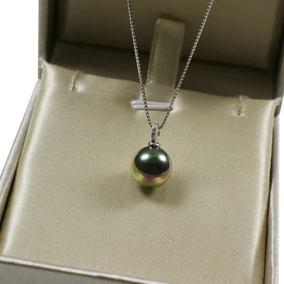 Maricel Long Black Pearl Necklace with White Freshwater Pearl Pendant
