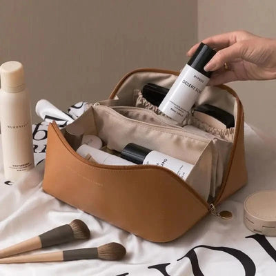 Maricel Long Brown Make Up Case Storage Pouch Luxury Lady Box