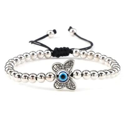 Maricel Long Butterfly / Silver Copper Bead Simple Fashion 5mm Copper Bead Bracelet