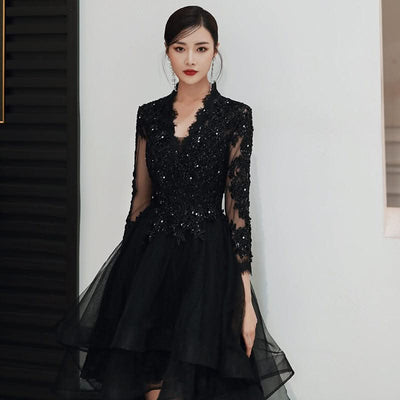 Black Evening Dress Feminine And Luxurious - Maricel Long